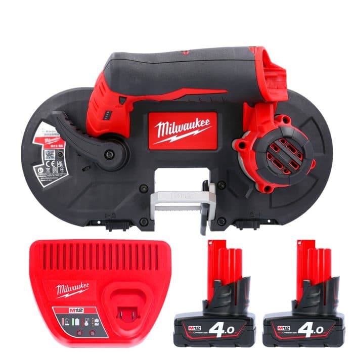 Milwaukee M12BS 12V Sub Compact Cordless Bandsaw With 2 x 4.0Ah Batteries & Charger