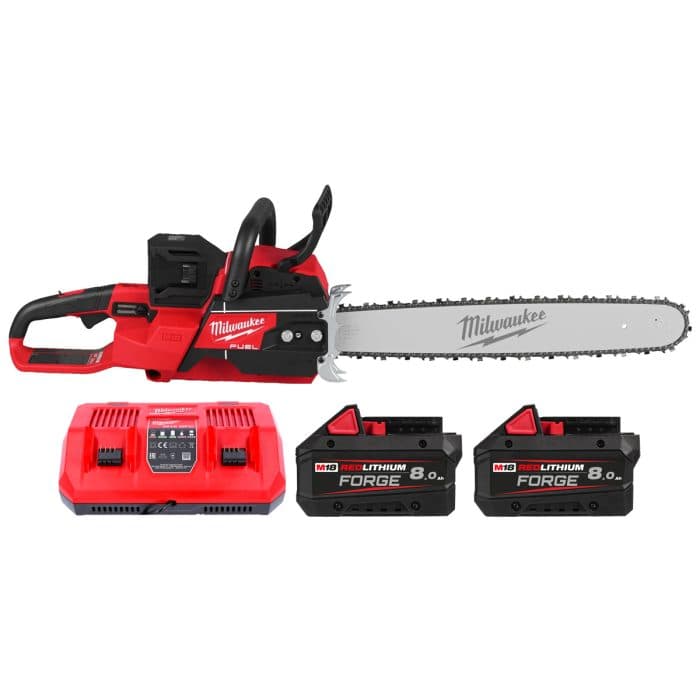 Milwaukee M18F2CHS50-802 18V FUEL Cordless Brushless Dual Battery Rear Handle Chainsaw 50 cm With 2 x 8.0Ah Batteries & Charger