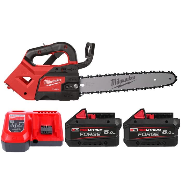 Milwaukee M18FTHCHS35-802 M18 FUEL Top Handle Chainsaw 35cm Bar With 2 x 8.0Ah Batteries & Charger