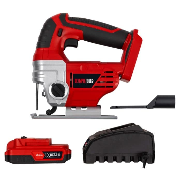 Olympia OLPX20SJS1 20V Cordless Jigsaw With 1 x 2.0Ah Battery, Charger & Vacuum Cleaner Adaptor