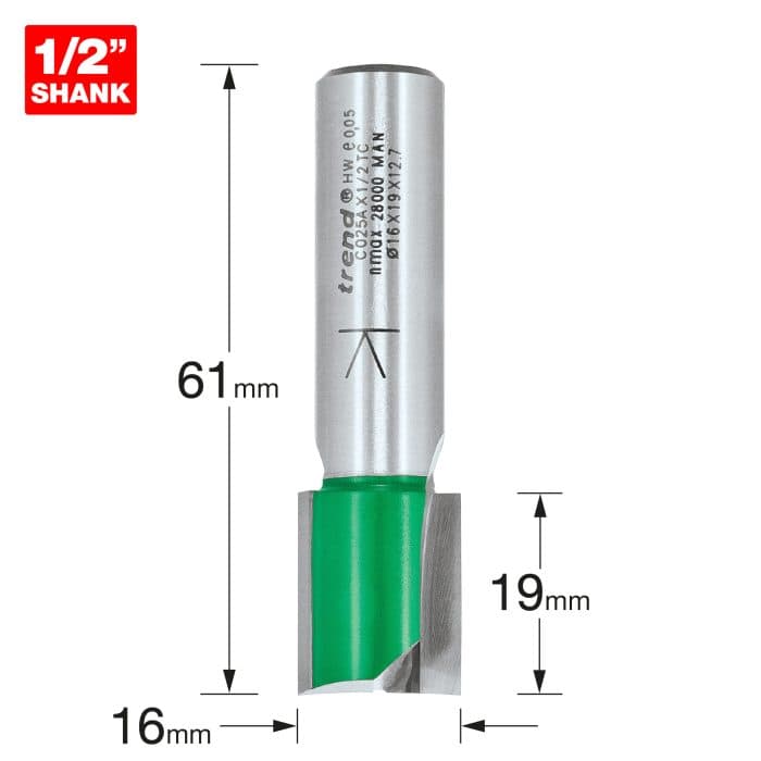 TREND Two Flute Cutter 16mm diameter
